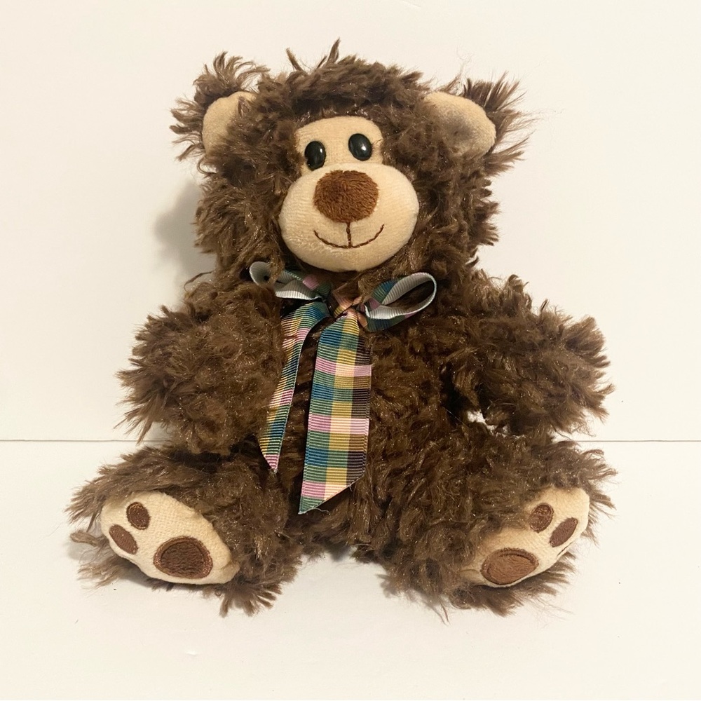 Kid Connection Teddy Bear Plush Brown Plaid Bow Stuffed Animal Toy Walmart 8”